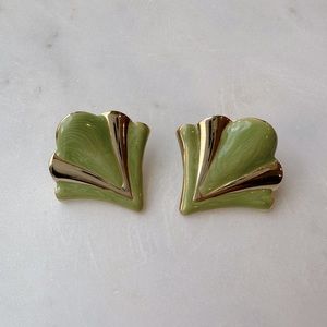 Vintage 1980s Gold and Green Earrings